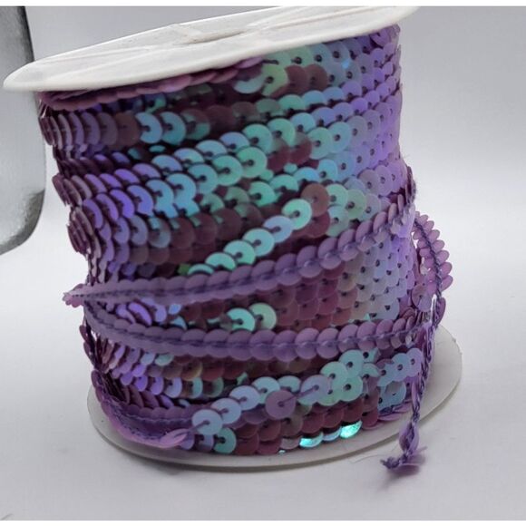 100 yards 6mm Diameter Flat Round Sequin Ribbon Sequins Sew on Iridescent Purple - Picture 3 of 3
